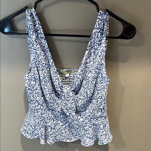 Floral Blue and White Women's Top